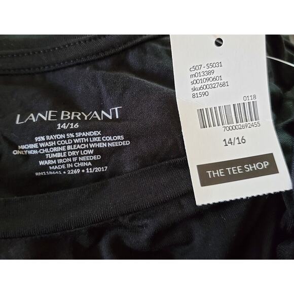 Lane Bryant The Tee Shop Black Shirt Womens 14/16 New - Picture 2 of 2
